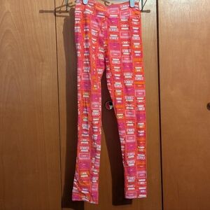 Lularoe Tween Pink Orange Cassette Tape Pattern Leggings